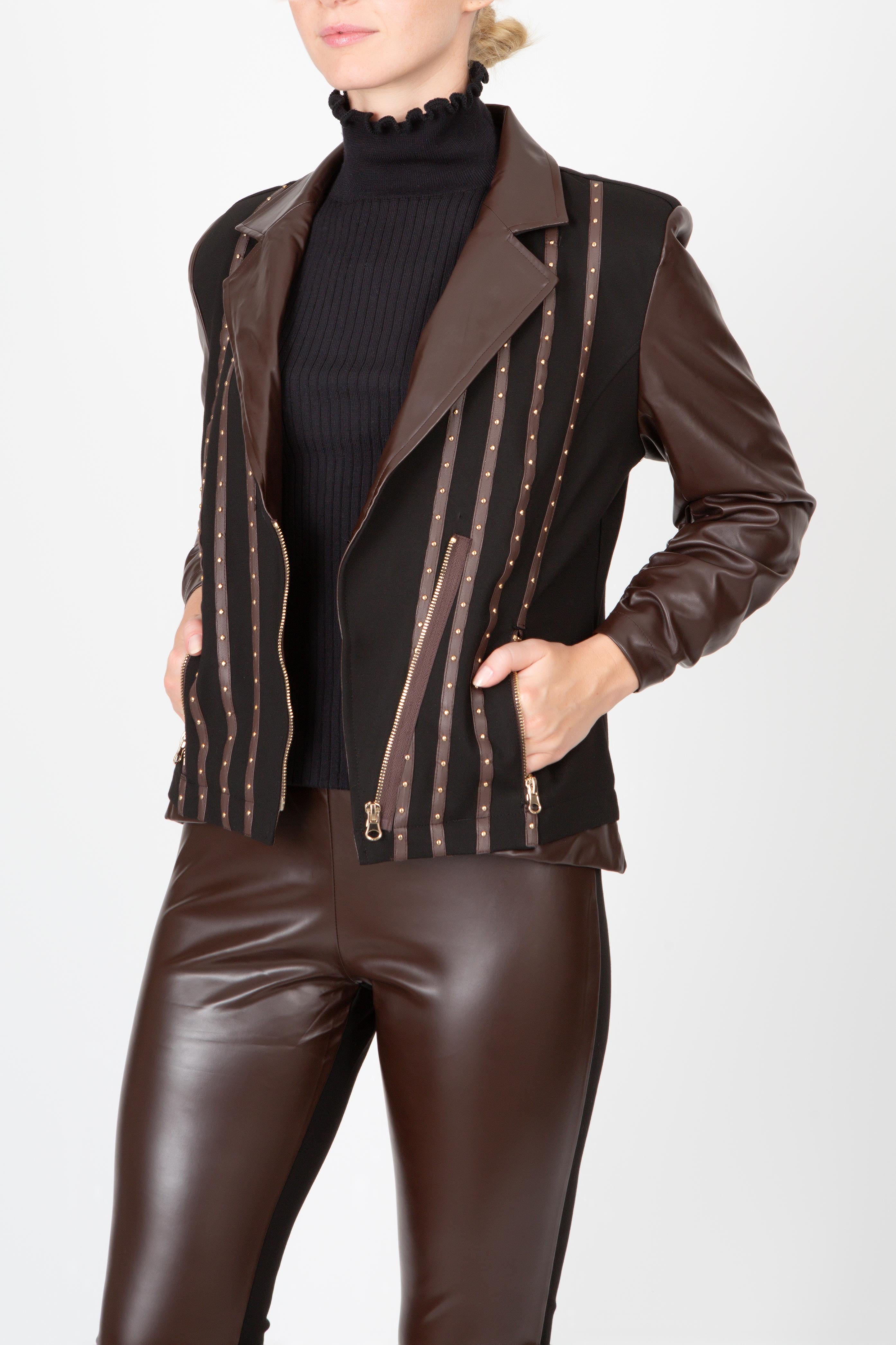 Studded Trim Moto Jacket