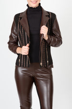 Load image into Gallery viewer, Studded Trim Moto Jacket
