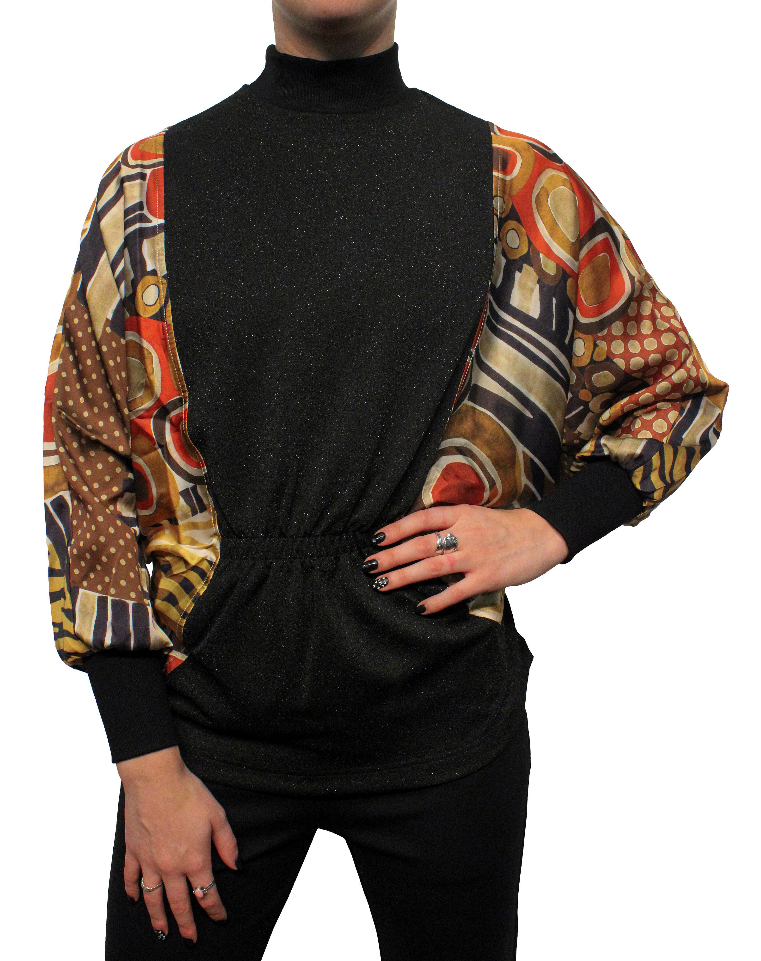 Abstract Animal Mix Dolman Sleeve Top