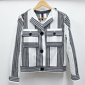 Bold Vertical Stripe Crop Jacket