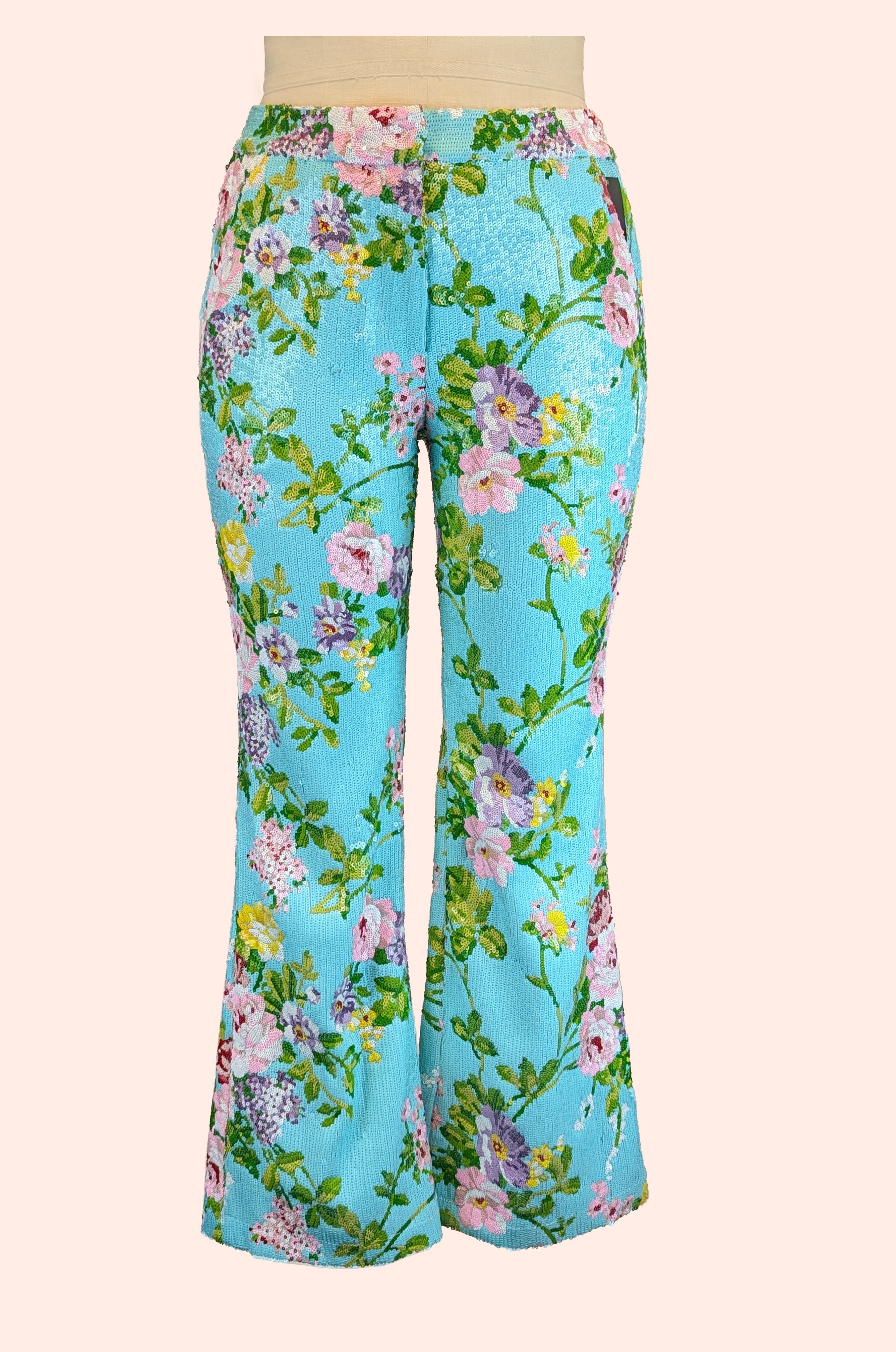 Palm Springs Floral Sequin Flare Leg Pant