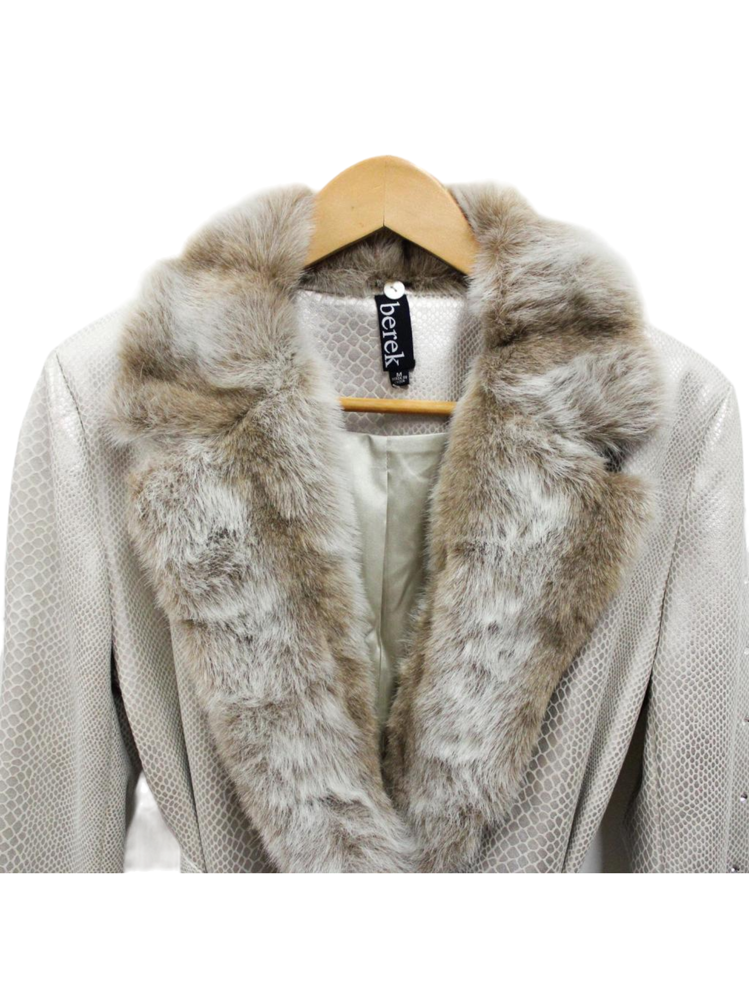 Platinum Cobra Luxe Wrap Coat W Fur Collar & Cuffs