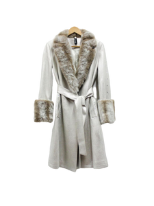 Platinum Cobra Luxe Wrap Coat W Fur Collar & Cuffs