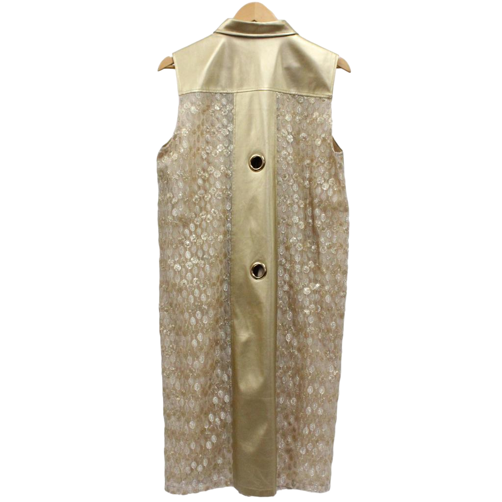 Light Golden Teardrop & Faux Leather Vest