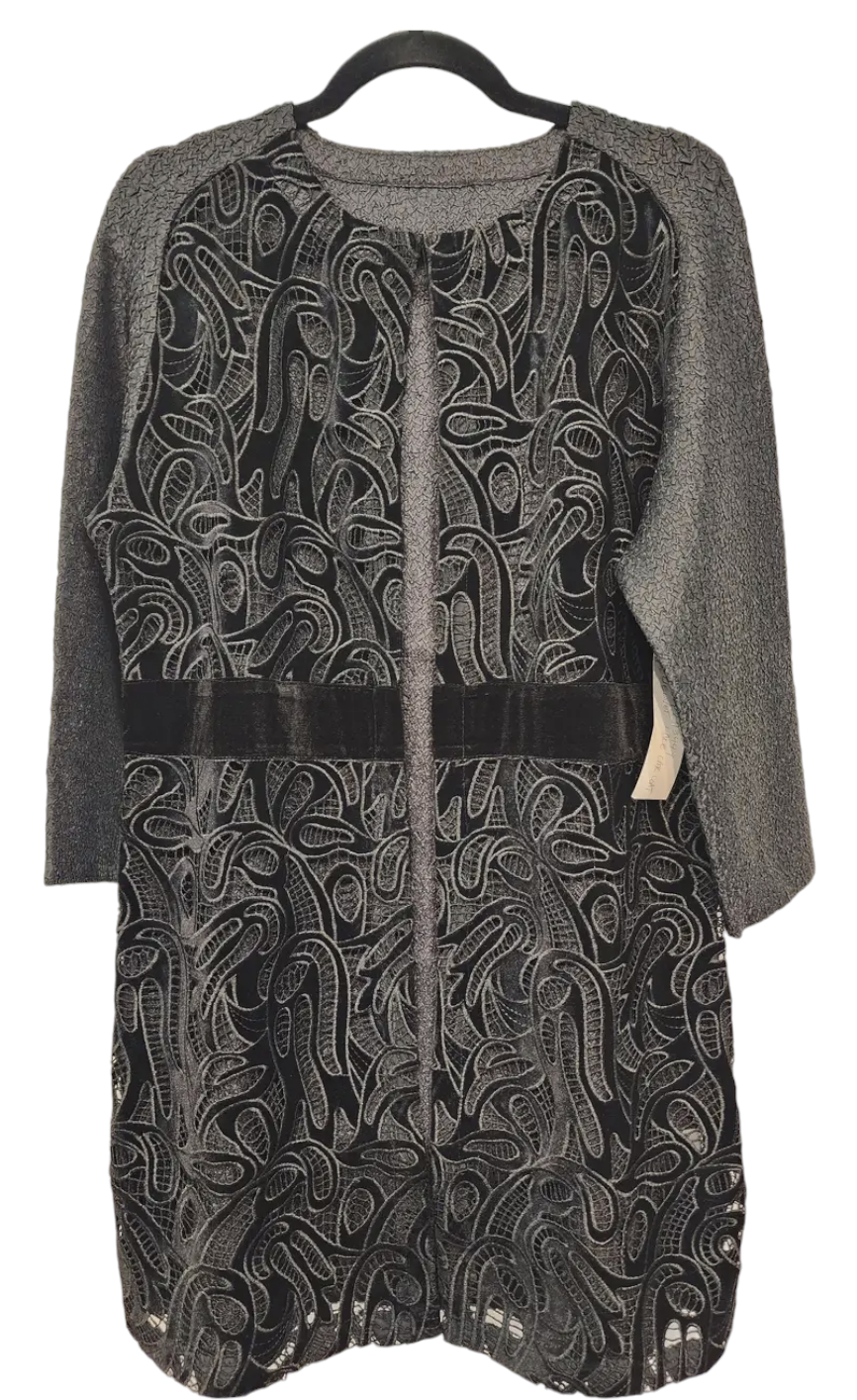 Black Lace Crinkle Long Jacket