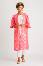Load image into Gallery viewer, Sleek Organza Kimono Coral
