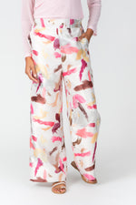 Load image into Gallery viewer, Artistic Brush Wide-Leg Trousers in Pink
