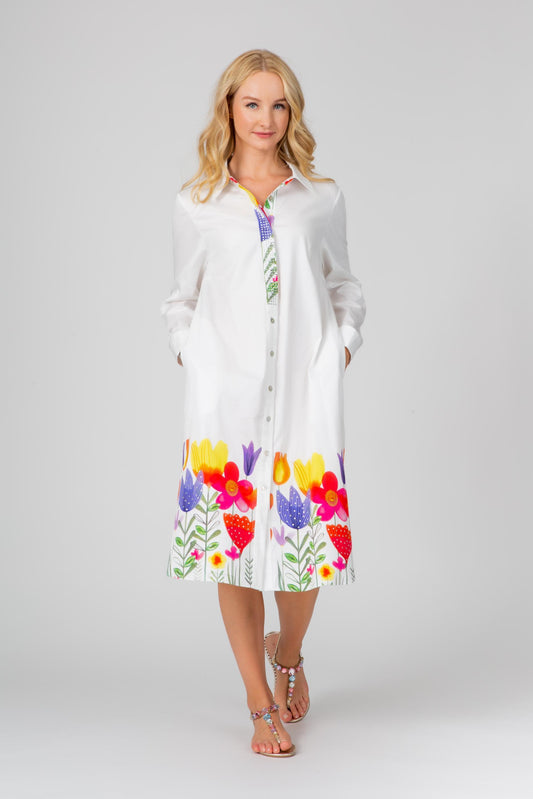 Colorful Blooms Shirt Dress