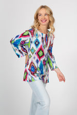 Load image into Gallery viewer, Bright Ikat crinkle tunic
