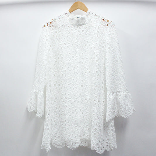 Scalloped Lace Duster White