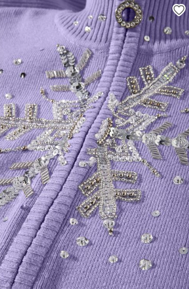 Snowflake Zip Sweater Lavender